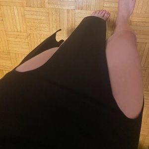 Sexy black skirt with two cuts